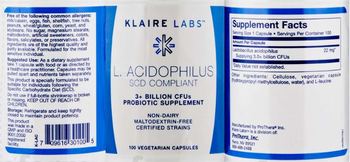 Klaire Labs L. Acidophilus - probiotic supplement