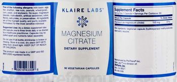 Klaire Labs Magnesium Citrate - supplement