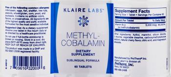 Klaire Labs Methyl-Cobalamin - supplement
