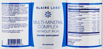 Klaire Labs Multi-Mineral Complex Without Iron - supplement