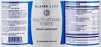 Klaire Labs Multi-Vitamin Forte - supplement