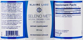 Klaire Labs Seleno Met - supplement