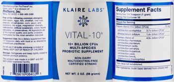 Klaire Labs Vital-10 - multispeciesprobiotic supplement