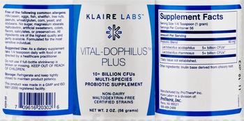 Klaire Labs Vital-Dophilus Plus - multispeciesprobiotic supplement