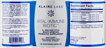 Klaire Labs Vital-Immune Biotic - multispeciesprobiotic supplement