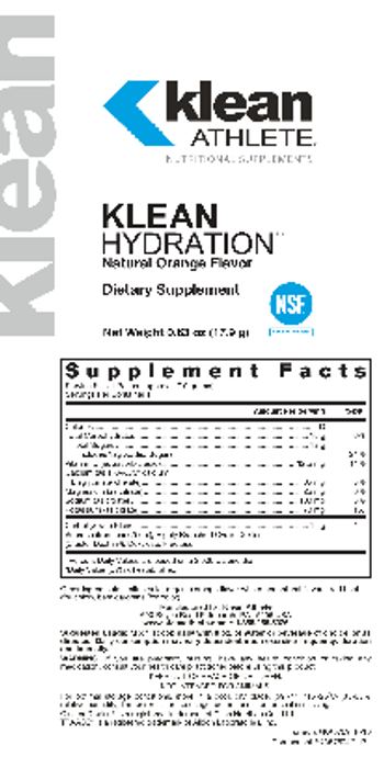 Klean Athlete Klean Hydration Natural Orange Flavor - supplement