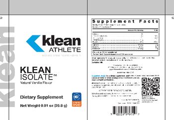 Klean Athlete Klean Isolate Natural Vanilla Flavor - supplement