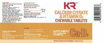 KR Calcium Citrate & Vitamin D3 Chewable Tablets - supplement