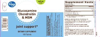 Kroger Glucosamine Chondroitin & MSM - supplement