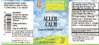 L.A. Naturals Aller-Calm - these statements have not been evaluated by the fda this product is not intended to diagnose cure tr