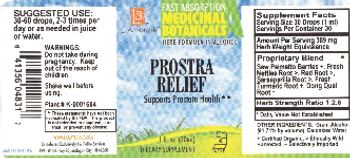 L.A. Naturals Prostra Relief - these statements have not been evaluated by the fda this product is not intended to diagnose cure tr