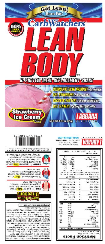 Labrada Nutrition Carb Watchers Lean Body Strawberry Ice Cream Flavor - 