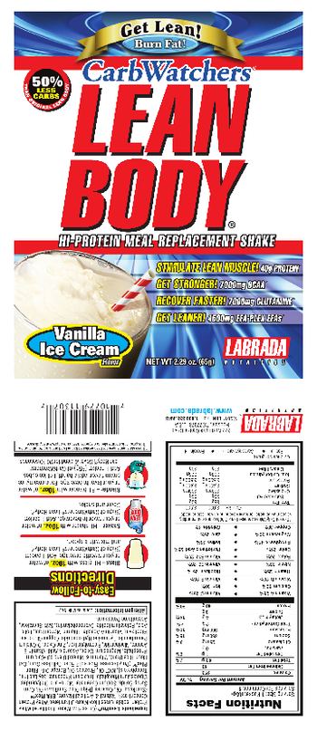Labrada Nutrition Carb Watchers Lean Body Vanilla Ice Cream Flavor - 