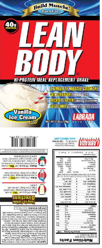 Labrada Nutrition Lean Body Vanilla Ice Cream Flavor - 