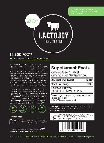 LactoJoy 14,500 FCC 240X - supplement with the enzyme lactase