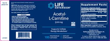 Life Extension Acetyl-L-Carnitine 500 mg - supplement