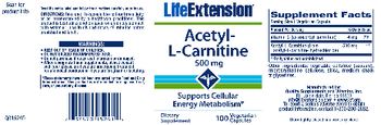 Life Extension Acetyl-L-Carnitine 500 mg - supplement