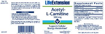 Life Extension Acetyl-L-Carnitine 500 mg - supplement