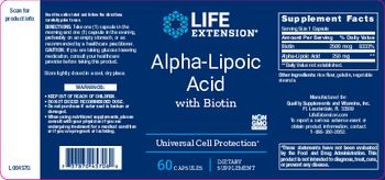 Life Extension Alpha-Lipoic Acid with Biotin - supplement