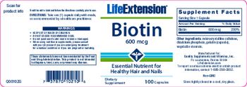 Life Extension Biotin 600 mcg - supplement
