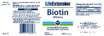 Life Extension Biotin 600 mcg - supplement