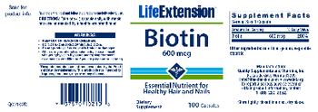 Life Extension Biotin 600 mcg - supplement