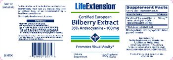 Life Extension Certified European Bilberry Extract - supplement