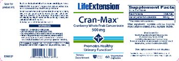 Life Extension Cran-Max Cranberry Whole Fruit Concentrate 500 mg - supplement