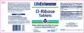 Life Extension D-Ribose Tablets - supplement