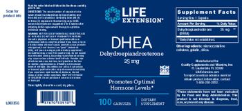 Life Extension DHEA Dehydroepiandrosterone 25 mg - supplement