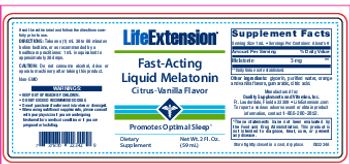 Life Extension Fast-Acting Liquid Melatonin Citrus-Vanilla Flavor - supplement