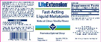 Life Extension Fast-Acting Liquid Melatonin Natural Citrus-Vanilla Flavor - supplement