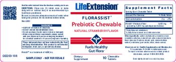 Life Extension FLORASSIST Prebiotic Chewable Natural Strawberry Flavor - supplement