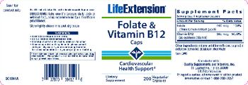 Life Extension Folate & Vitamin B12 Caps - supplement