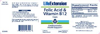 Life Extension Folic Acid & Vitamin B12 Caps - supplement