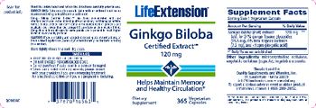 Life Extension Ginkgo Biloba Certified Extract 120 mg - supplement