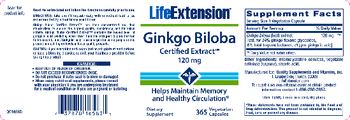 Life Extension Ginkgo Biloba Certified Extract 120 mg - supplement