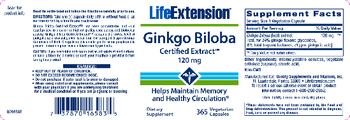 Life Extension Ginkgo Biloba Certified Extract 120 mg - supplement