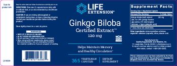 Life Extension Ginkgo Biloba Certified Extract 120 mg - supplement
