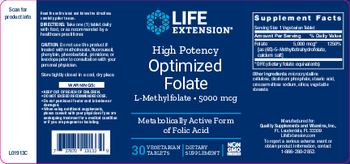 Life Extension High Potency Optimized Folate 5000 mcg - supplement