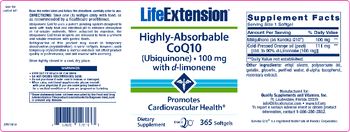 Life Extension Highly-Absorbable CoQ10 Ubiquinone With D-Limonene 100 mg - supplement