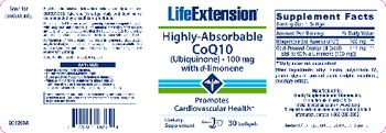 Life Extension Highly-Absorbable CoQ10 (Ubiquinone) With D-Limonene 100 mg - supplement