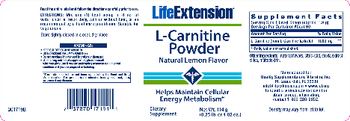 Life Extension L-Carnitine Powder Natural Lemon Flavor - supplement