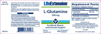 Life Extension L-Glutamine 500 mg - supplement