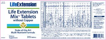 Life Extension Life Extension Mix Tablets Without Copper - supplement