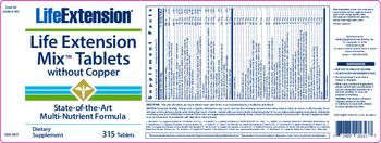 Life Extension Life Extenstion Mix Tablets Without Copper - supplement