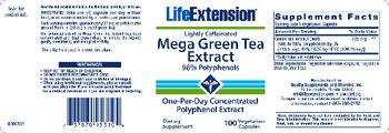 Life Extension Lightly Caffeinated Mega Green Tea Extract 98% Polyphenols - supplement