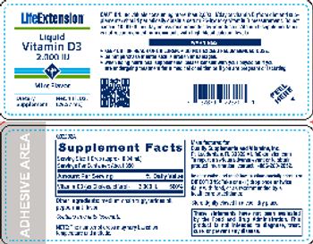 Life Extension Liquid Vitamin D3 2,000 IU Mint Flavor - 