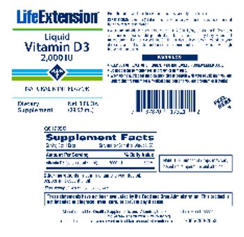 Life Extension Liquid Vitamin D3 2,000 IU Natural Mint Flavor - supplement