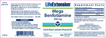 Life Extension Mega Benfotiamine 250 mg - supplement